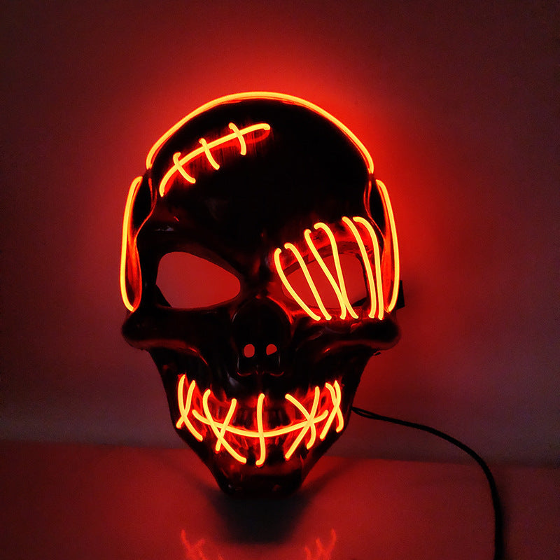 Halloween Scary One-Eyed Pirate Mask Cosplay Led Mask Adult Glowing Mask EL Wire Light up for Halloween Festival Party Bar