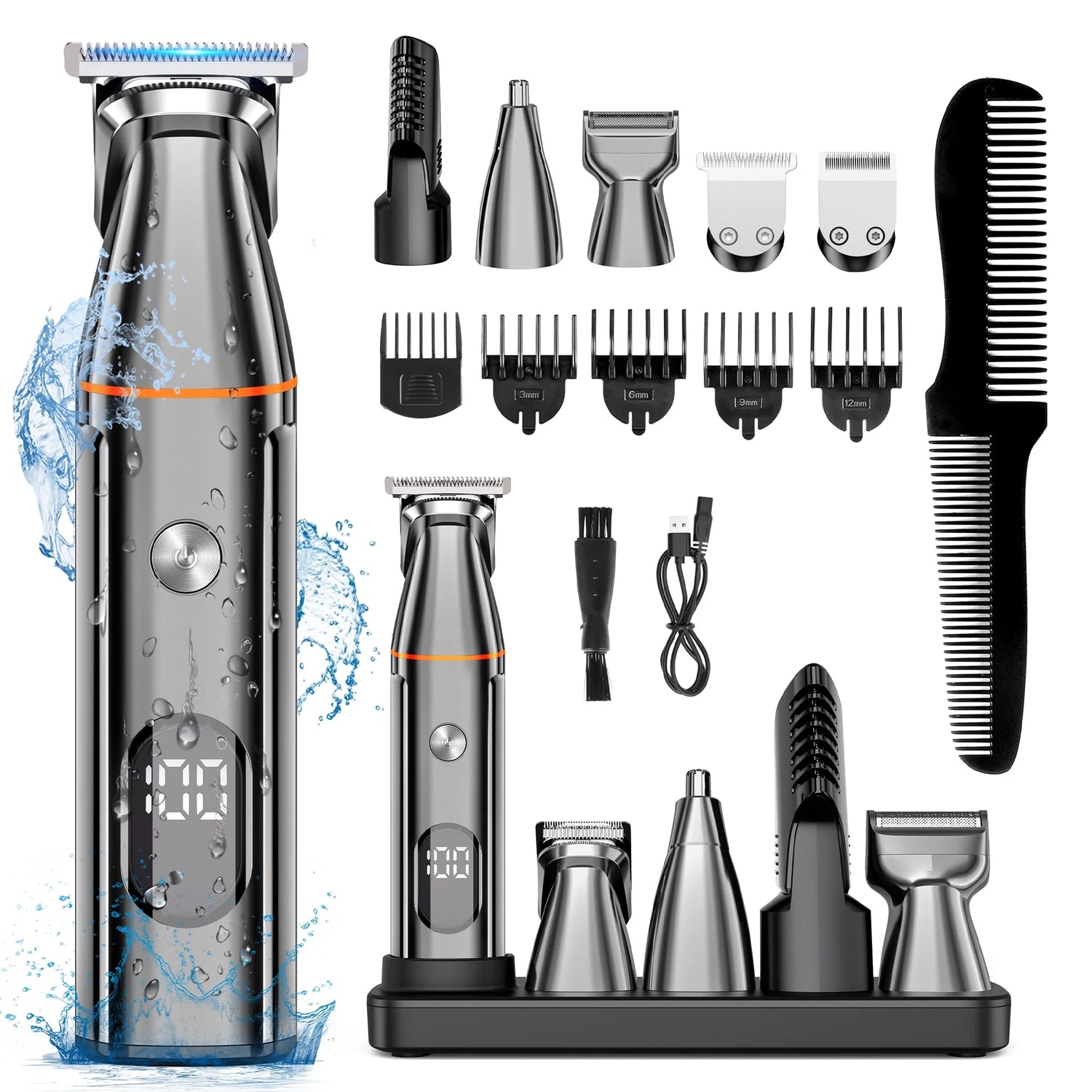 Hair Clippers, 5 in 1 Cordless Electric Nose Ear Beard Trimmer Face Body Shaver, Rechargeable Men&