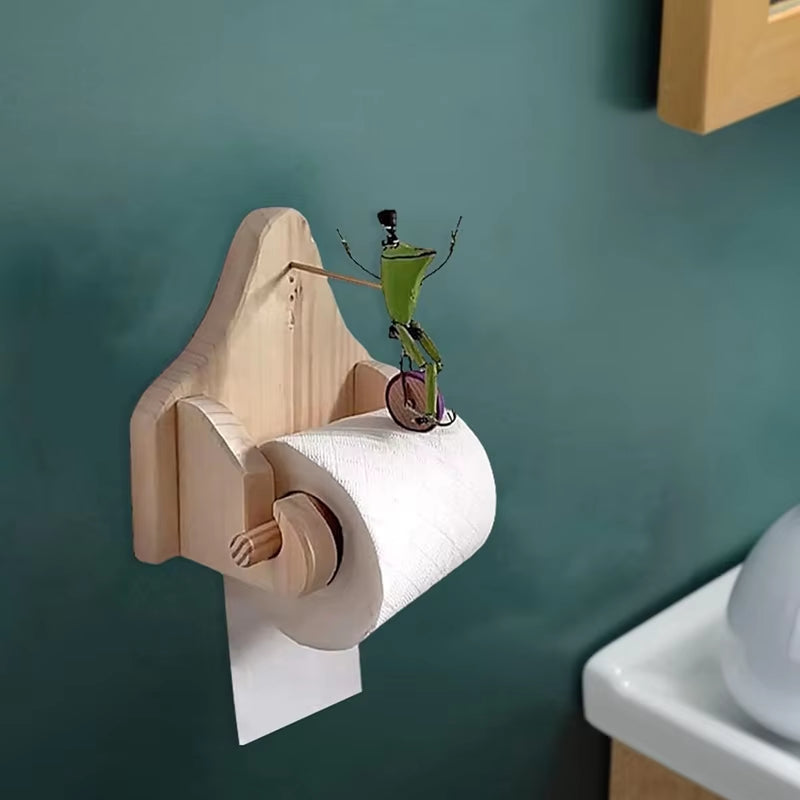 Creative Frog Riding Bicycle Toilet Paper Holder Funny Wall Mounted Frog Roll Paper Holder