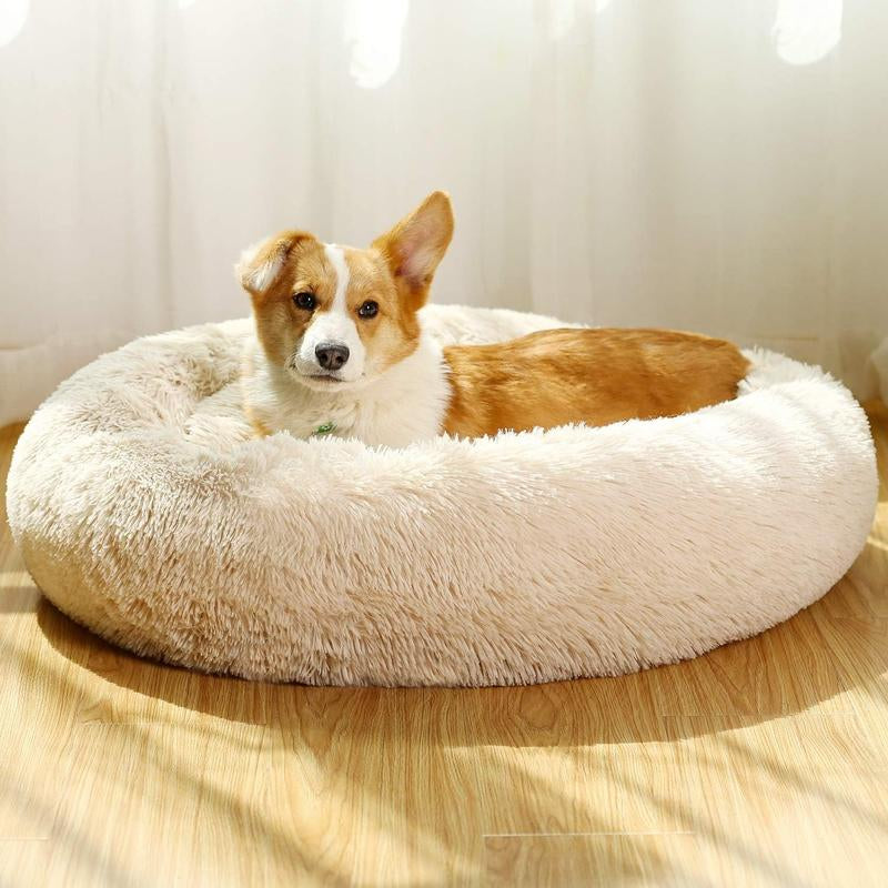 Donut Calming Dog Warm Cozy Fluffy Pet Bed for Dogs Donut Bed Crate Bed Cute Petbeds Cloud Dogbed