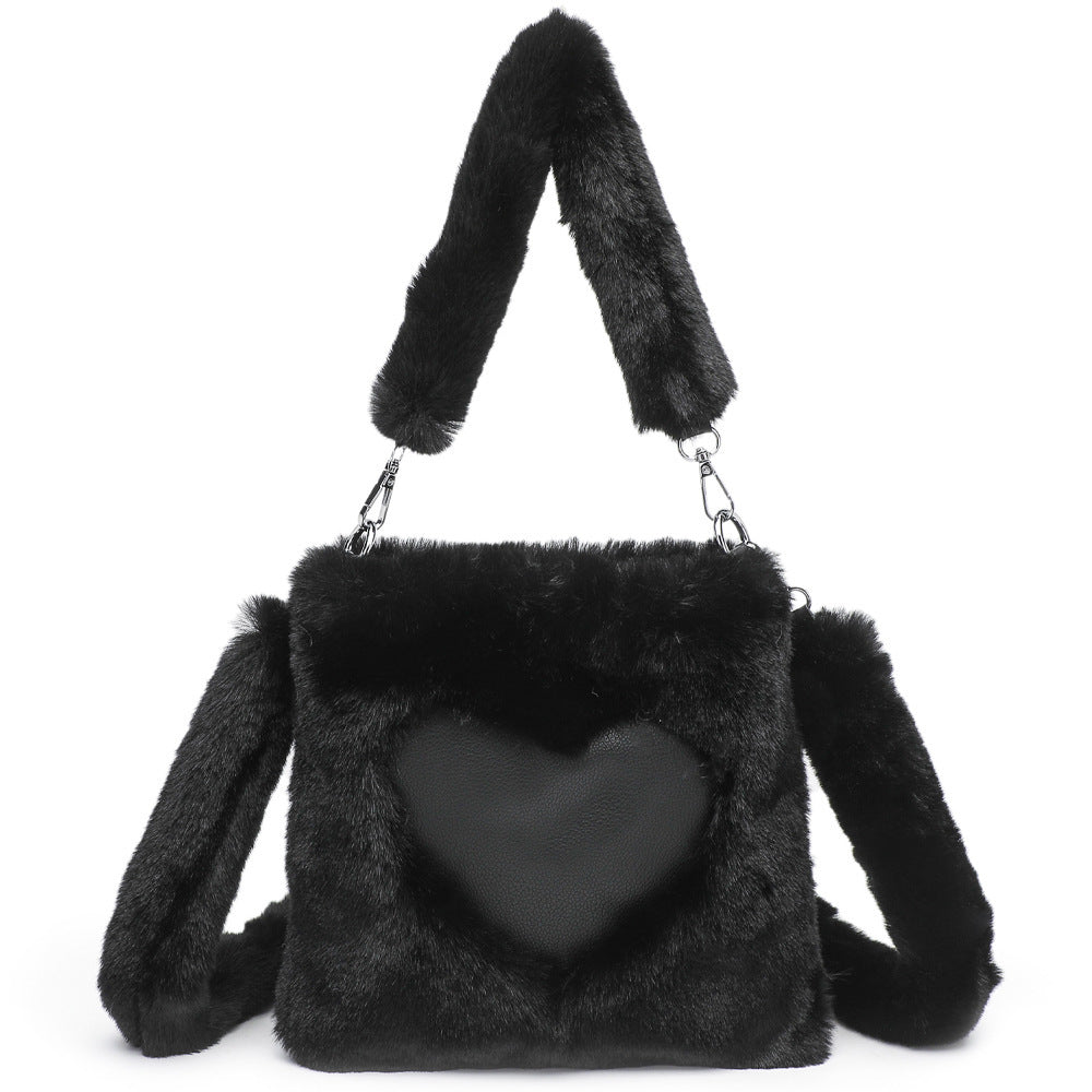 Women Fluffy Shoulder Bag Top-handle Bag Female Autumn Winter Handbag Plush Tote Girls Fashion Shopping Bags Handbags For Women