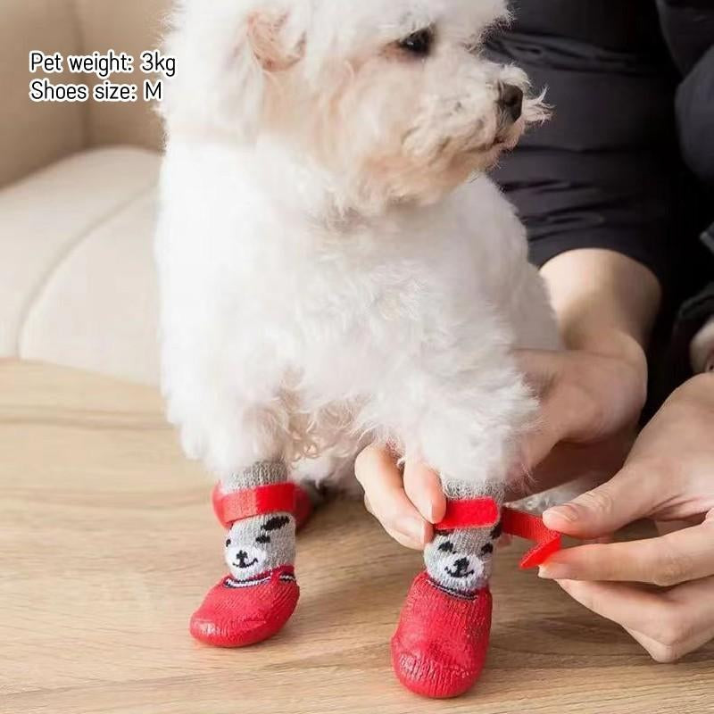 Cute Cartoon Dog Boots, 4 Counts/Set Non-Slip Waterproof Dog Shoes, Pet Footwears for Small Medium Large Dogs &amp; Cats