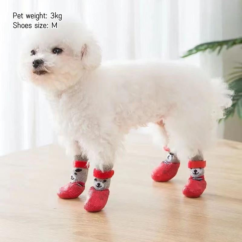 Cute Cartoon Dog Boots, 4 Counts/Set Non-Slip Waterproof Dog Shoes, Pet Footwears for Small Medium Large Dogs &amp; Cats