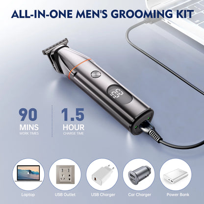 Hair Clippers, 5 in 1 Cordless Electric Nose Ear Beard Trimmer Face Body Shaver, Rechargeable Men&