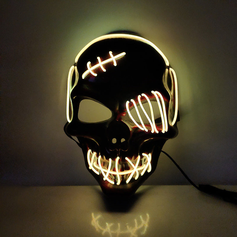 Halloween Scary One-Eyed Pirate Mask Cosplay Led Mask Adult Glowing Mask EL Wire Light up for Halloween Festival Party Bar