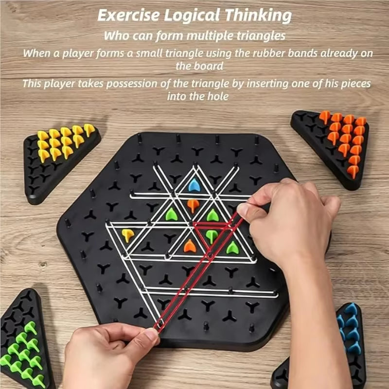 New Geometry Chain Chess Puzzle Triangle Chess Desktop Game Rubber Band Training Family Interaction Exercise Thinking Toys Gifts