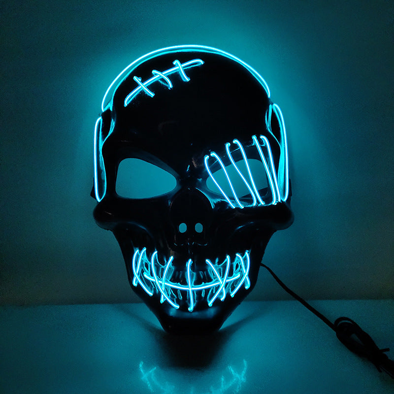 Halloween Scary One-Eyed Pirate Mask Cosplay Led Mask Adult Glowing Mask EL Wire Light up for Halloween Festival Party Bar