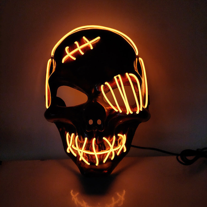 Halloween Scary One-Eyed Pirate Mask Cosplay Led Mask Adult Glowing Mask EL Wire Light up for Halloween Festival Party Bar