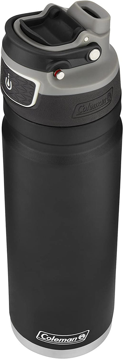 Coleman Freeflow Vacuum-Insulated Stainless Steel Water Bottle with Leak-Proof Lid, 24Oz/40Oz Bottle with Button-Operated Lid &amp; Carry Handle, Keeps Drinks Hot or Cold for Hours