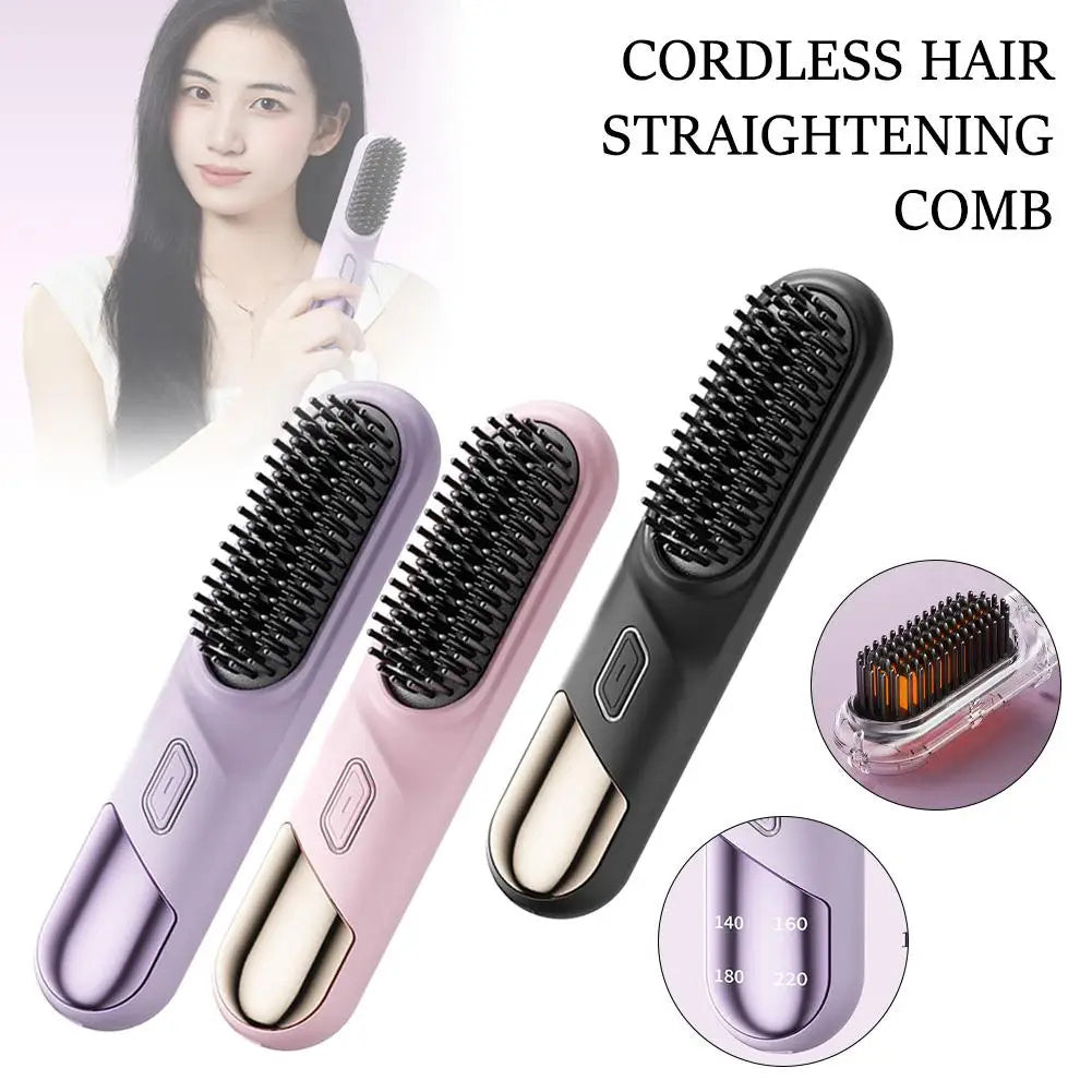 Wet Dry Hair Straightener Cordless Hair Straightener Brush With Fast Heating Negative Ions For Fluffy Curly Hair For Electric