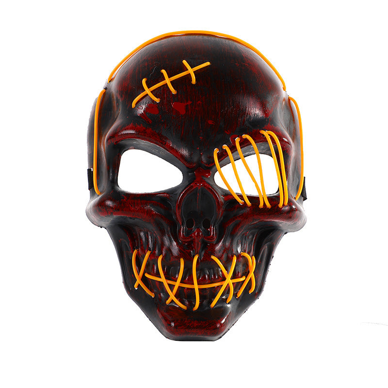 Halloween Scary One-Eyed Pirate Mask Cosplay Led Mask Adult Glowing Mask EL Wire Light up for Halloween Festival Party Bar