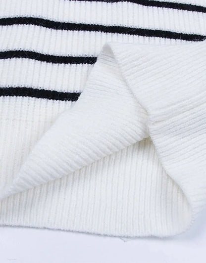 Sweaters for Women Quarter Zip Striped Sweaters Knitted Warm Pullover Sweaters