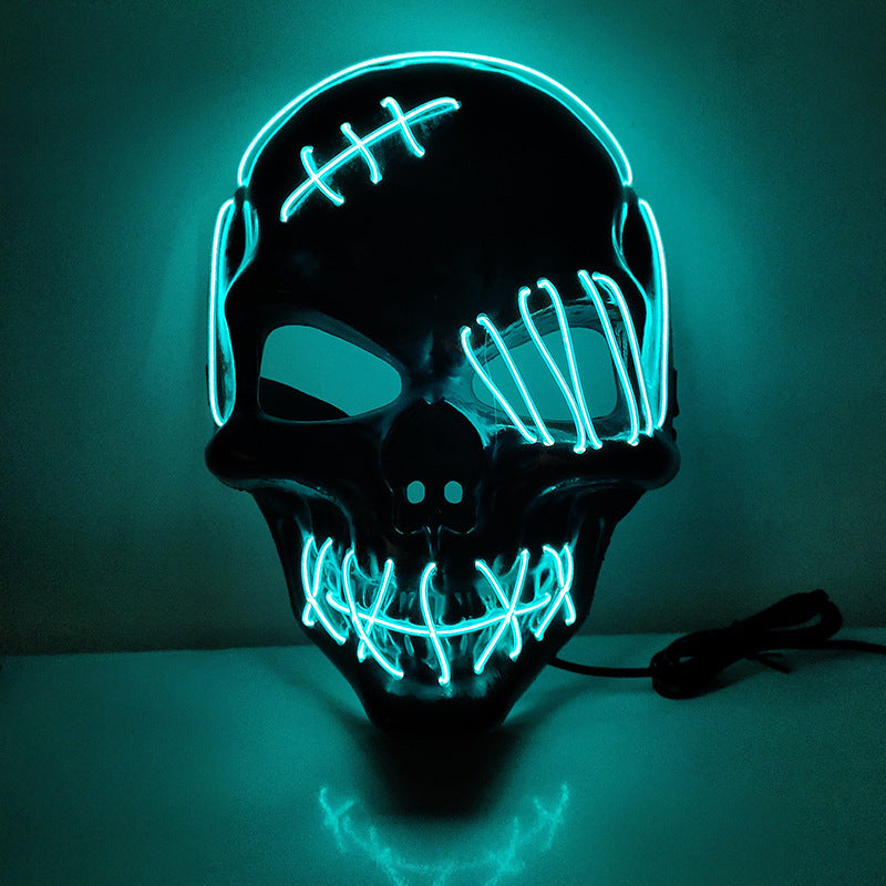 Halloween Scary One-Eyed Pirate Mask Cosplay Led Mask Adult Glowing Mask EL Wire Light up for Halloween Festival Party Bar