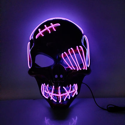 Halloween Scary One-Eyed Pirate Mask Cosplay Led Mask Adult Glowing Mask EL Wire Light up for Halloween Festival Party Bar