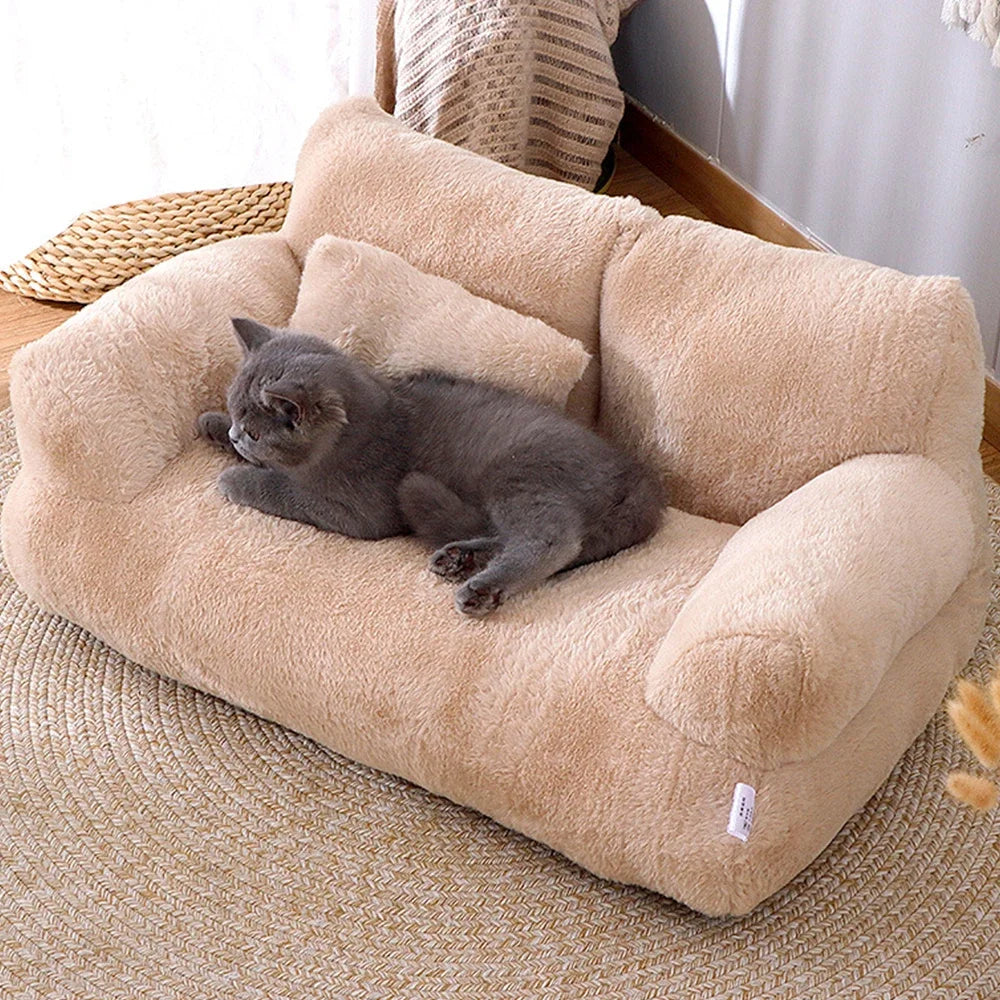 Cat Bed Sofa Winter Warm Foam Neck Pad Nest Beds Pet Deep Sleeping Bed For Small Medium Dogs Comfortable Plush Puppy Supplies