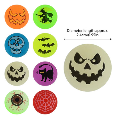 10-50Pcs Halloween Bouncing Balls Luminous Pumpkin Witch Bounce Rubber Ball Outdoor Toys For Kids Birthday Halloween Party Gifts