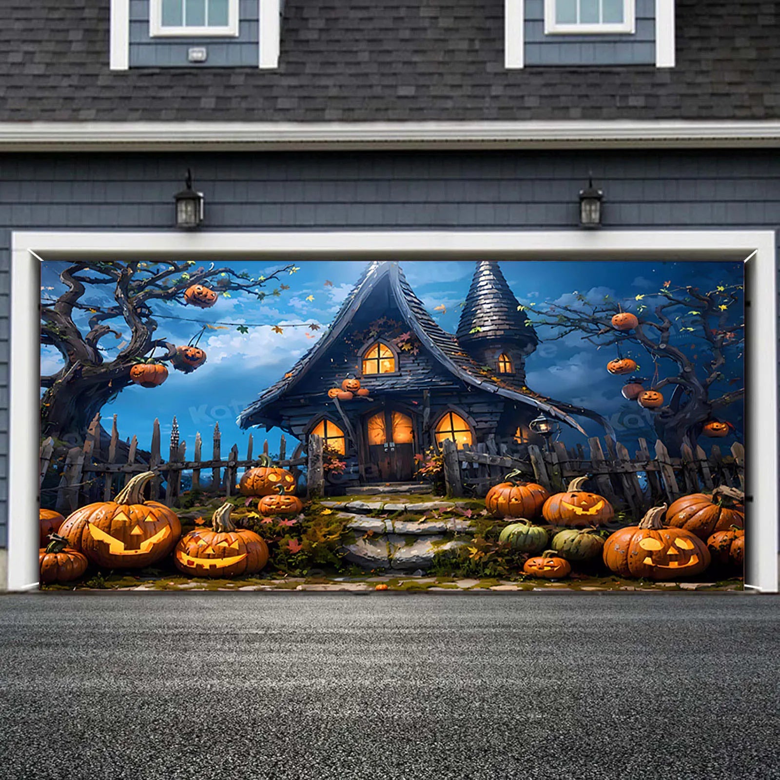 Halloween Garage Door Decorations Witch Halloween Door Cover Hanging Halloween Garage Door Banner Cauldron Event Tents 10X10