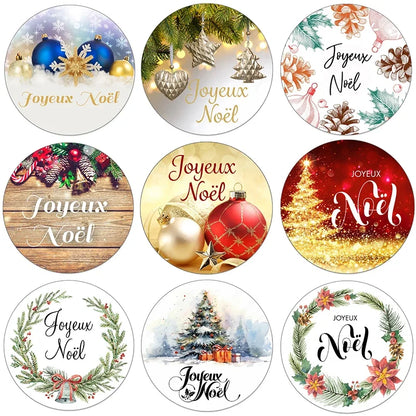 Joyeux Noël French Merry Christmas Stickers Labels Decorative Stickers Wrapping Gift Box Label Xmas Deer New Year Labels