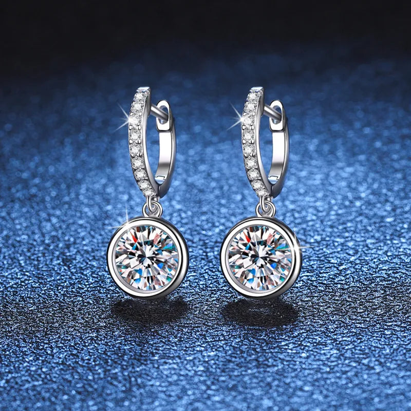 JoyceJelly 1CT 2CT D Color Moissanite Drop Earrings S925 Sterling Silver Fine Jewelry Women&