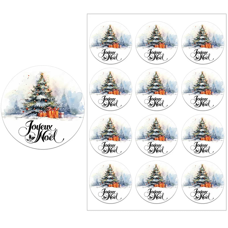 Joyeux Noël French Merry Christmas Stickers Labels Decorative Stickers Wrapping Gift Box Label Xmas Deer New Year Labels