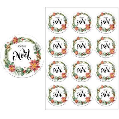 Joyeux Noël French Merry Christmas Stickers Labels Decorative Stickers Wrapping Gift Box Label Xmas Deer New Year Labels