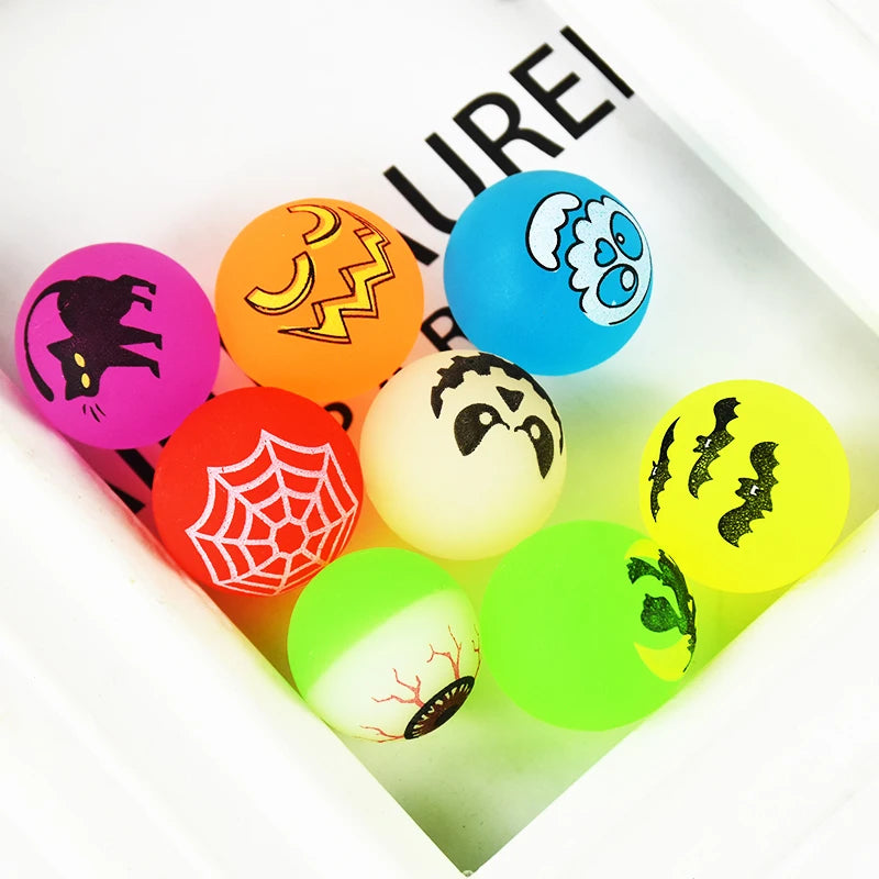 10-50Pcs Halloween Bouncing Balls Luminous Pumpkin Witch Bounce Rubber Ball Outdoor Toys For Kids Birthday Halloween Party Gifts