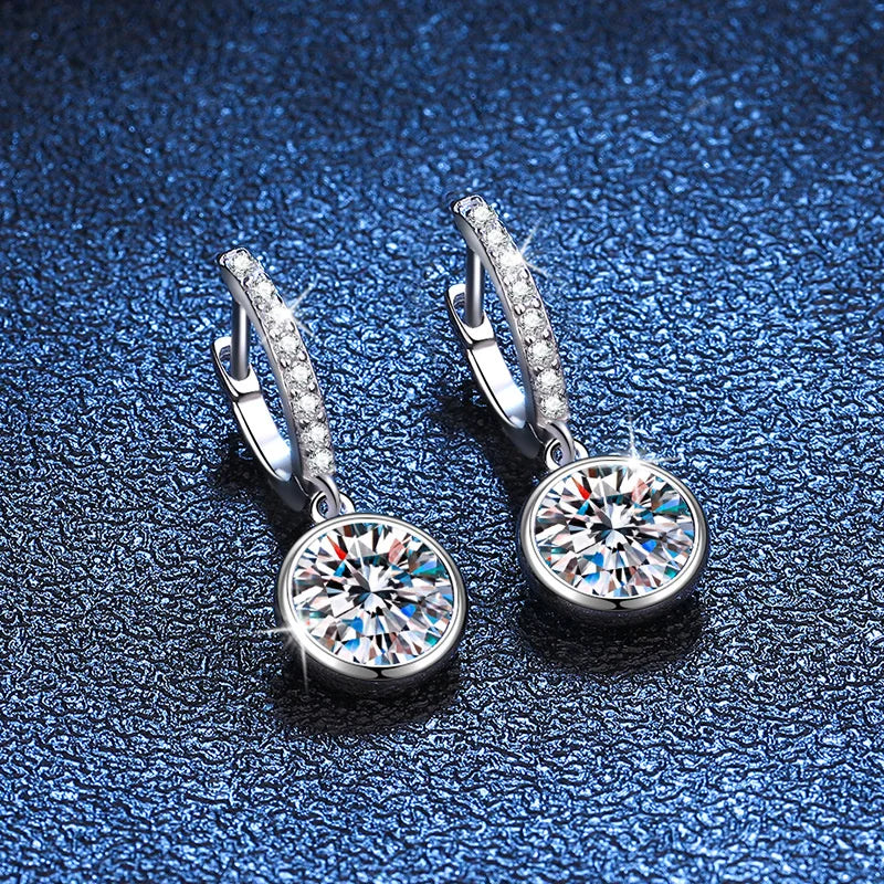 JoyceJelly 1CT 2CT D Color Moissanite Drop Earrings S925 Sterling Silver Fine Jewelry Women&