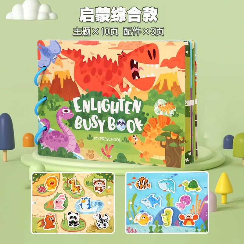 Montessori Busy Book for Kids Sticker Quiet Book Baby Early Educational Toy Toddlers Matching Puzzles Game Learning Toys Gifts