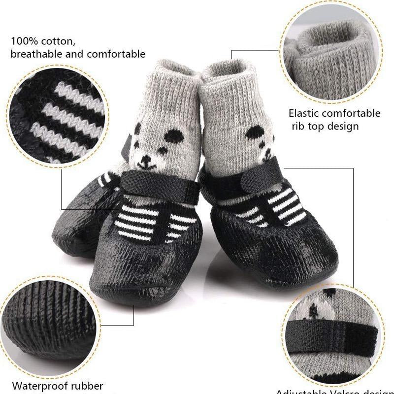 Cute Cartoon Dog Boots, 4 Counts/Set Non-Slip Waterproof Dog Shoes, Pet Footwears for Small Medium Large Dogs &amp; Cats