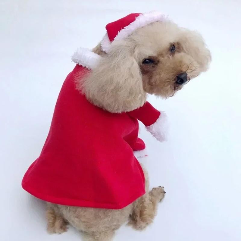 Pet Dog Christmas Clothes Santa Claus Dog Costume Winter Puppy Pet Cat Coat Jacket Dog Suit with Cap Warm Clothing for Dogs Cats