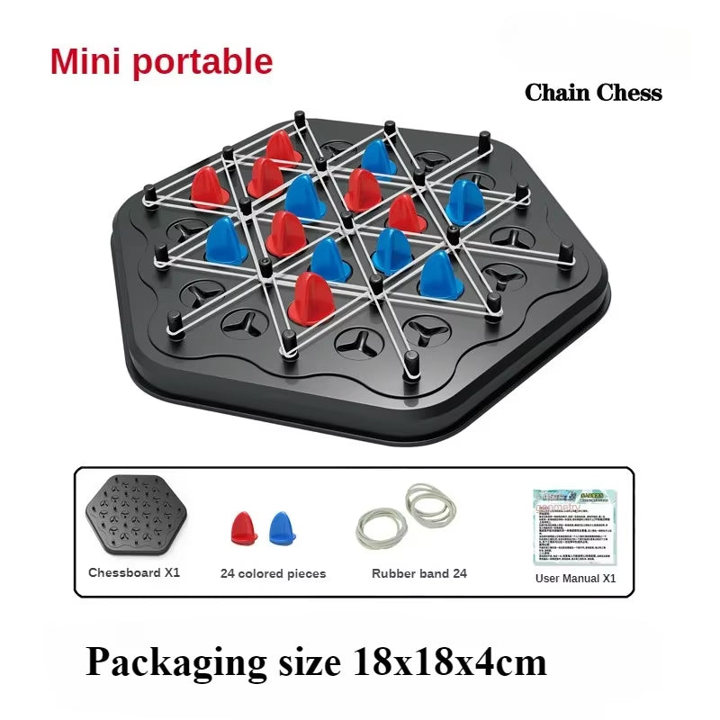 New Geometry Chain Chess Puzzle Triangle Chess Desktop Game Rubber Band Training Family Interaction Exercise Thinking Toys Gifts