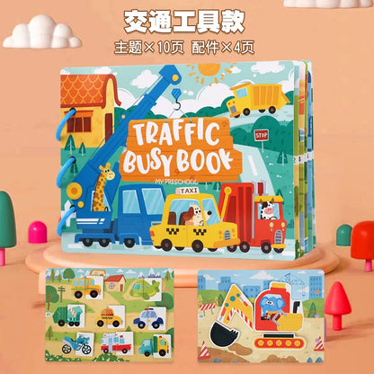 Montessori Busy Book for Kids Sticker Quiet Book Baby Early Educational Toy Toddlers Matching Puzzles Game Learning Toys Gifts