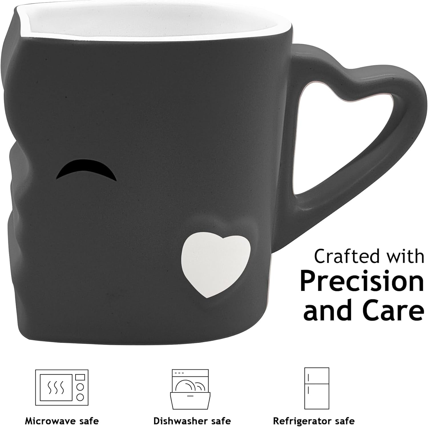 - Coffee Mugs/Kissing Mugs Set Ceramic with Gift Box (Gray)