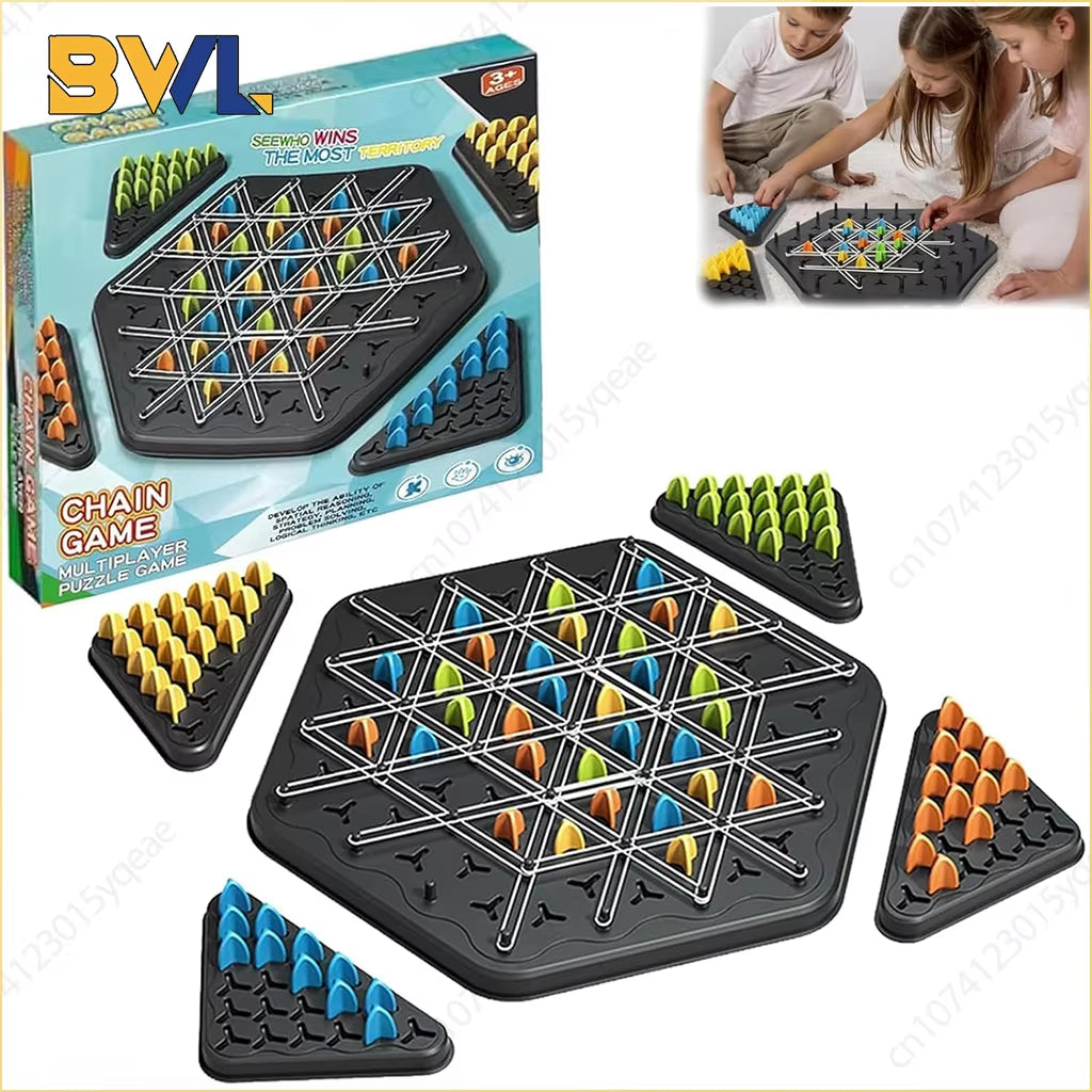 New Geometry Chain Chess Puzzle Triangle Chess Desktop Game Rubber Band Training Family Interaction Exercise Thinking Toys Gifts