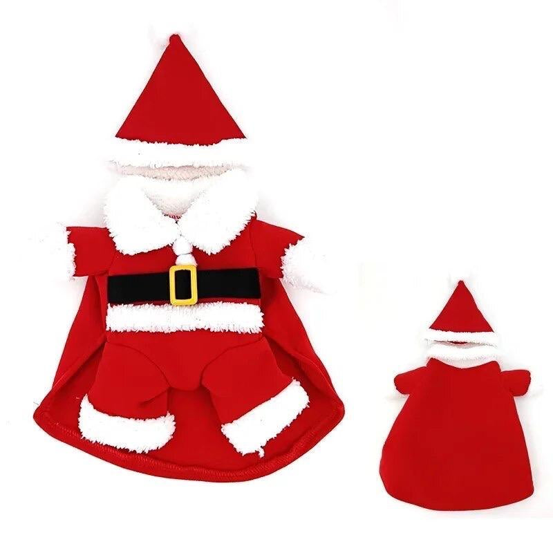 Pet Dog Christmas Clothes Santa Claus Dog Costume Winter Puppy Pet Cat Coat Jacket Dog Suit with Cap Warm Clothing for Dogs Cats