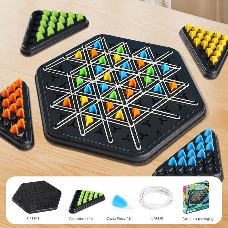 New Geometry Chain Chess Puzzle Triangle Chess Desktop Game Rubber Band Training Family Interaction Exercise Thinking Toys Gifts