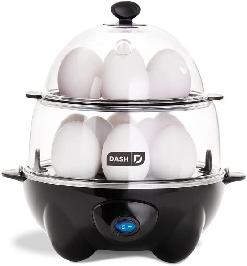 Deluxe Rapid Egg Cooker for Hard Boiled, Poached, Scrambled Eggs, Omelets, Steamed Vegetables, Dumplings &amp; More, 12 Capacity, with Auto Shut off Feature - Black