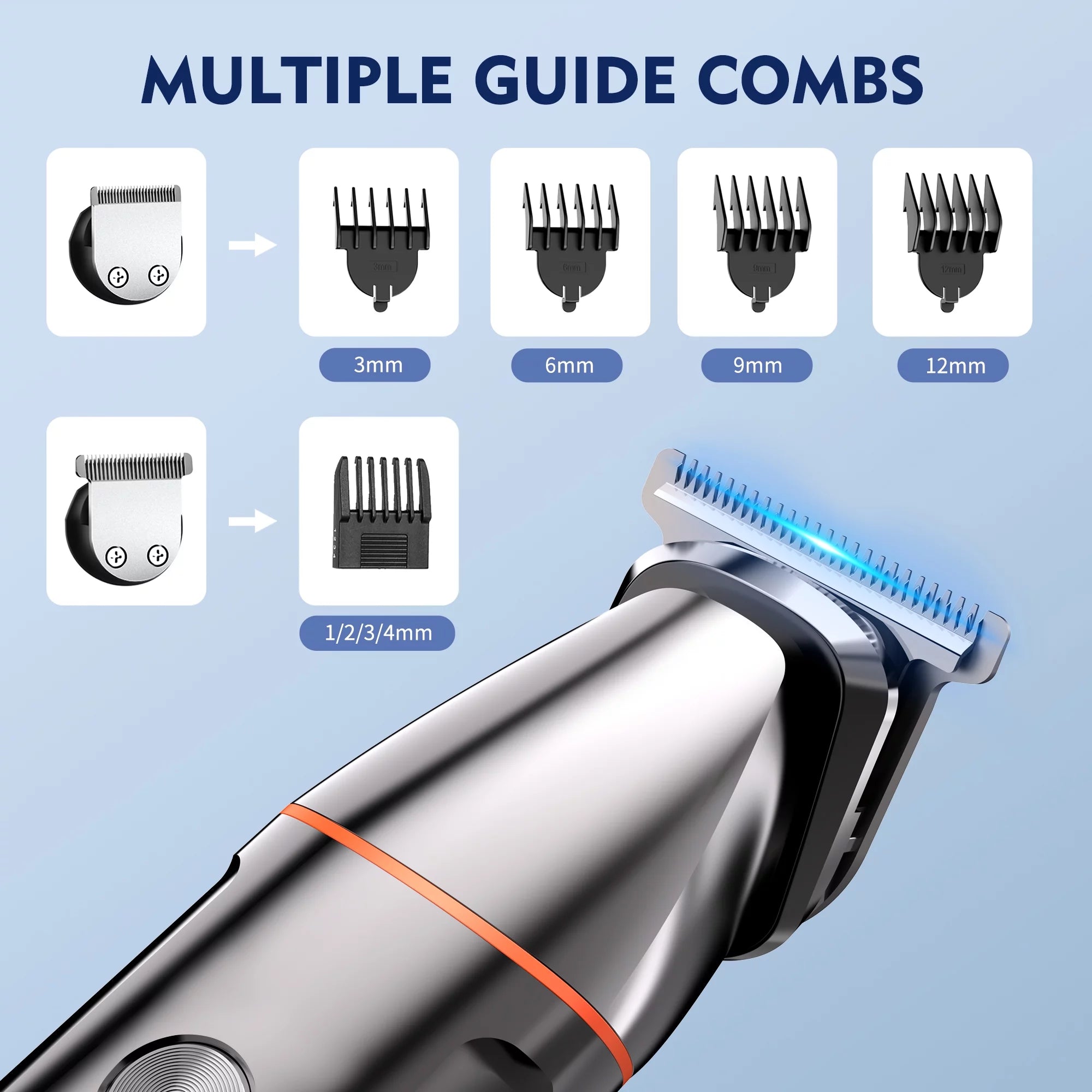 Hair Clippers, 5 in 1 Cordless Electric Nose Ear Beard Trimmer Face Body Shaver, Rechargeable Men&