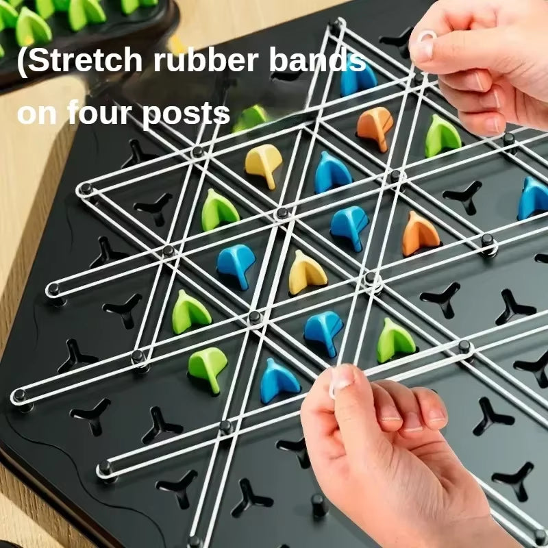 New Geometry Chain Chess Puzzle Triangle Chess Desktop Game Rubber Band Training Family Interaction Exercise Thinking Toys Gifts