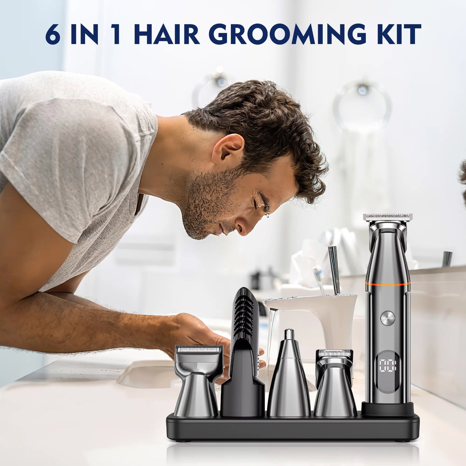 Hair Clippers, 5 in 1 Cordless Electric Nose Ear Beard Trimmer Face Body Shaver, Rechargeable Men&